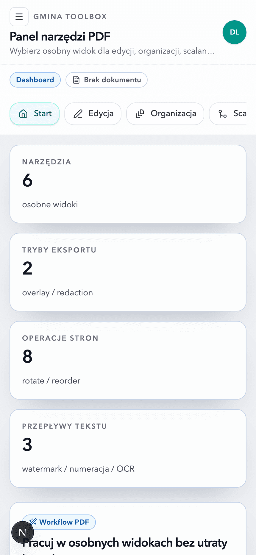 PDF Edit - widok telefonu
