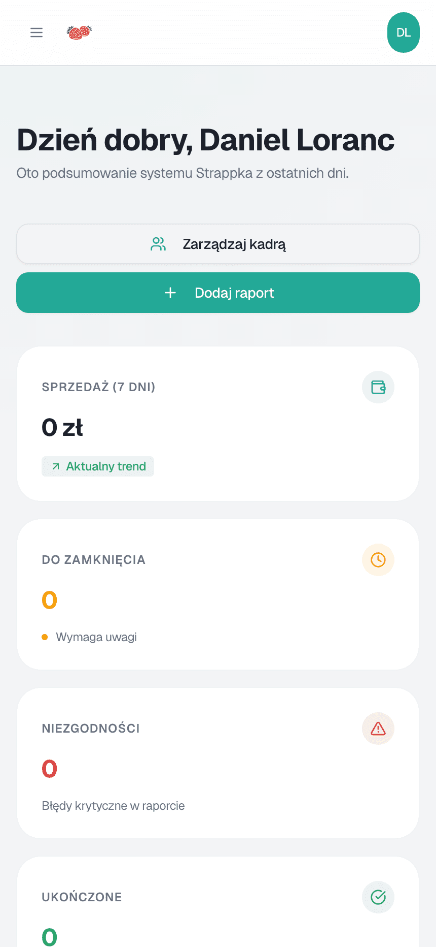 Podgląd systemu Strapka na telefonie